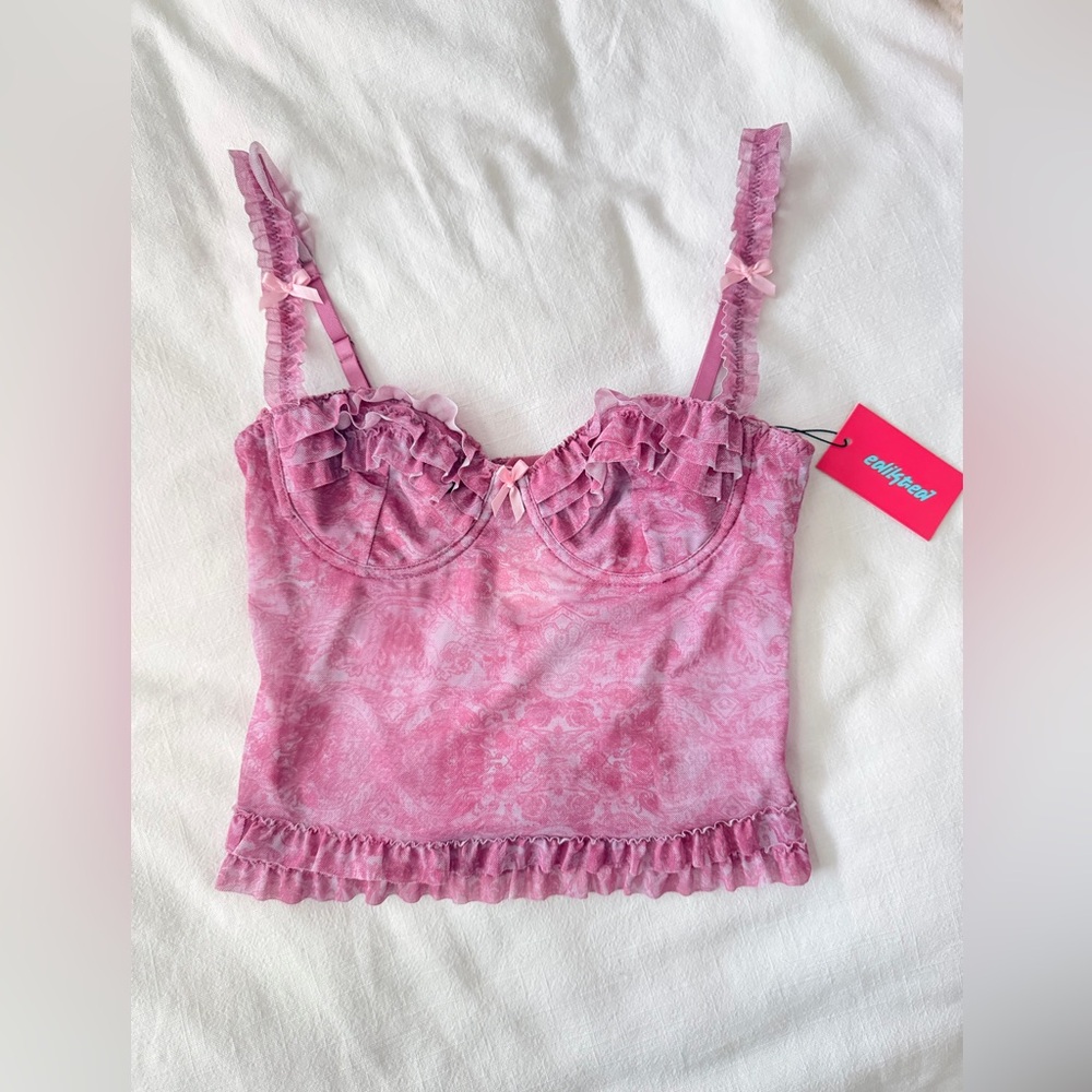 Edikted Shailee Pink Ruffled Top - Camisole - NWT - Size Small